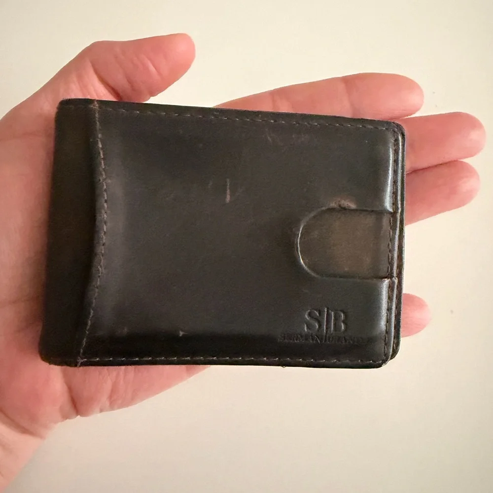 Dark Brown Leather Money Clip Wallet RFID Card Holder Serman Brands